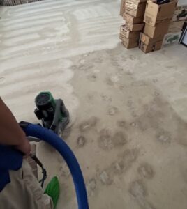 During cleaning using Chem-Dry Hot Carbonating Extraction process